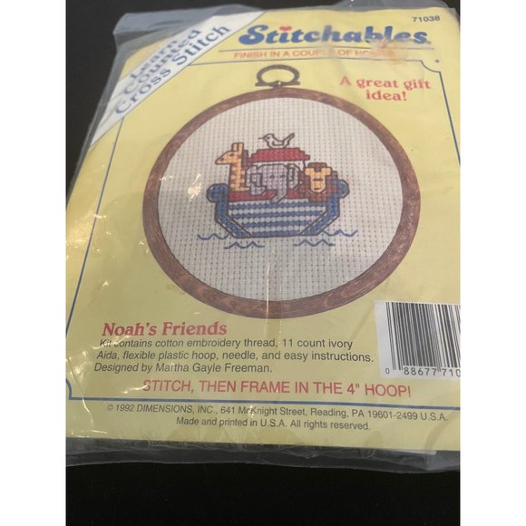 Dimensions Stitchables Counted Cross Stitch Kit Noah's Friends w/4in Hoop 71038 - Picture 3 of 3